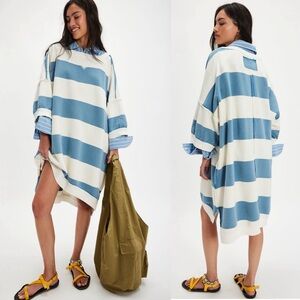 Free People We The Free Out Here Striped Maxi Sweatshirt